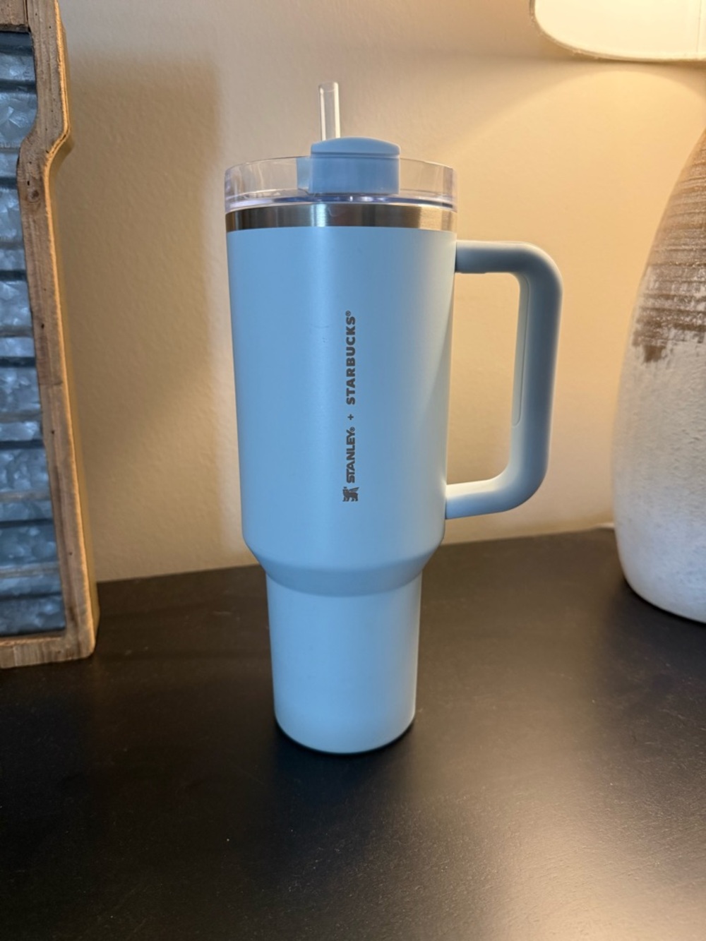 Stanley Pale Blue Insulated Travel Mug with Handle